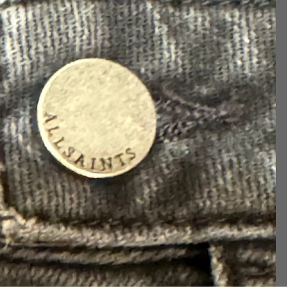 All Saints Grace Biker Cropped Jeans Black SZ 26 - Picture 5 of 6